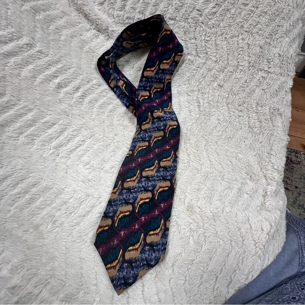 J. Garcia  100% Silk Tie with Blue and Purple Hues, EUC!  Like New